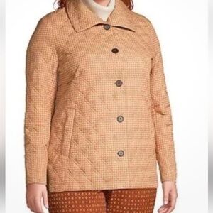 Lands' End Women's Tan Herringbone Quilted jacket size medium